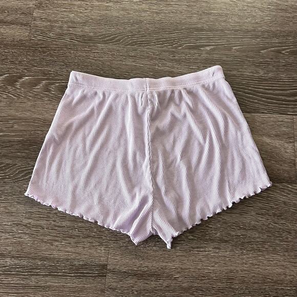 EUC WSLY Ribbed Shorts Size Medium Lavender Drawstring Lounge Pajama Pants - Picture 7 of 14
